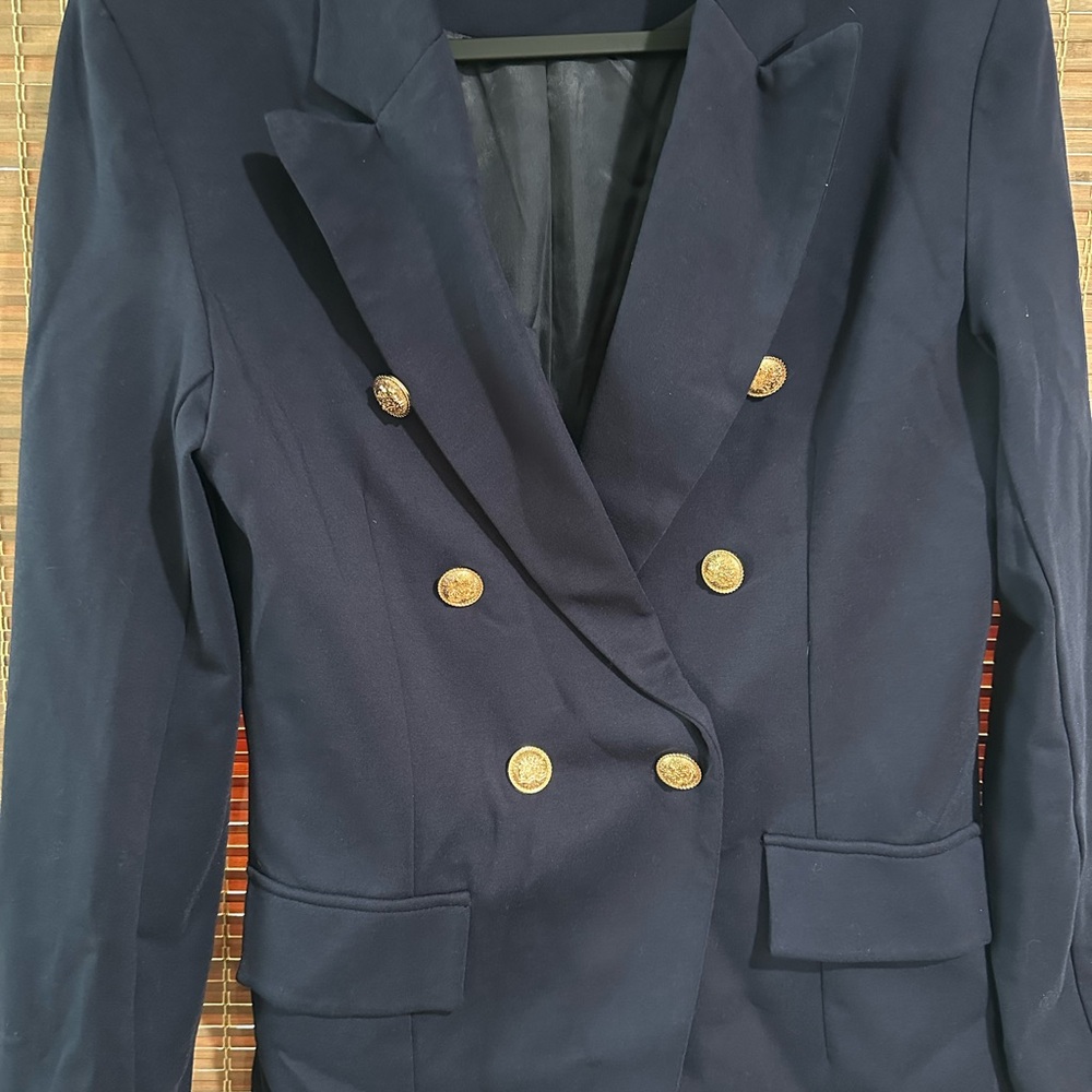 Classic Navy Blazer with Gold Accents